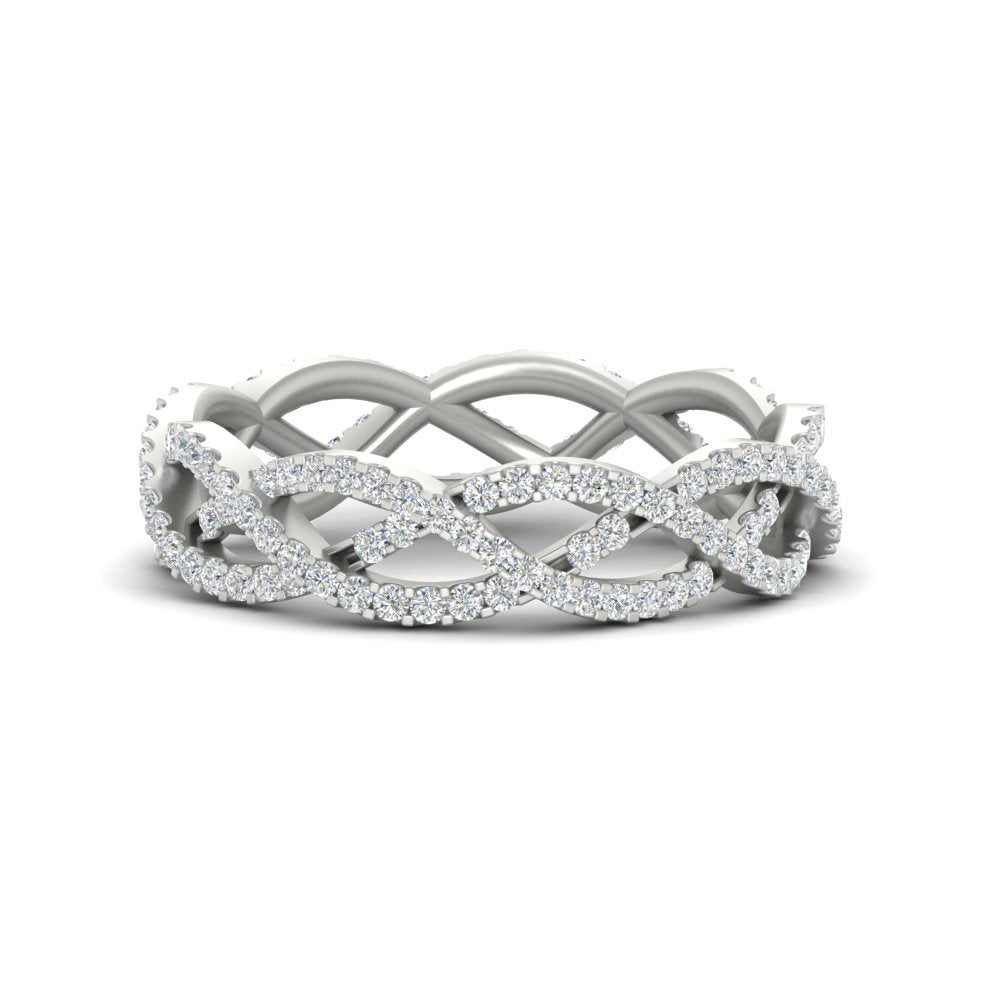 0.62 Ct. Weave Round Diamond Wedding Band Ring