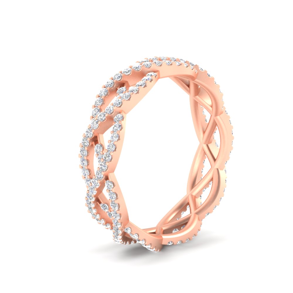 0.62 Ct. Weave Round Diamond Wedding Band Ring