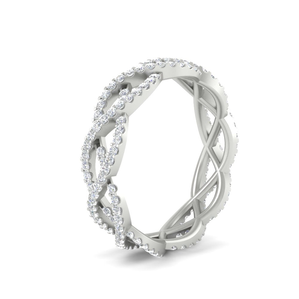 0.62 Ct. Weave Round Diamond Wedding Band Ring