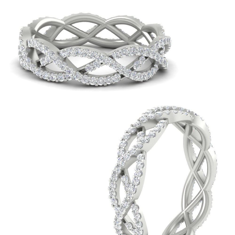 0.62 Ct. Weave Round Diamond Wedding Band Ring