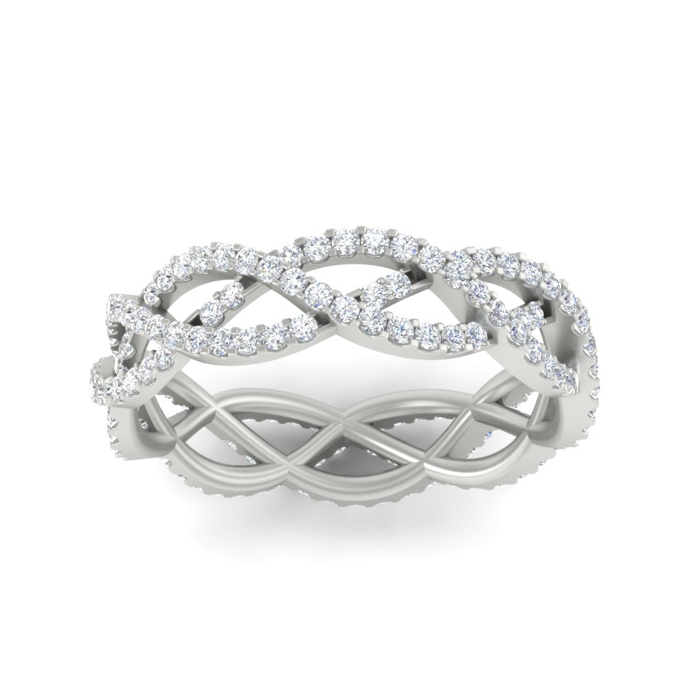 0.62 Ct. Weave Round Diamond Wedding Band Ring