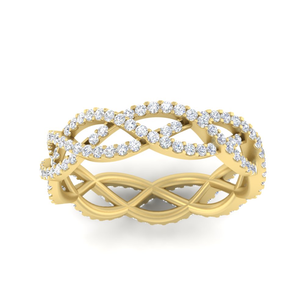 0.62 Ct. Weave Round Diamond Wedding Band Ring