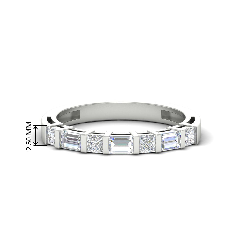 0.85 Ct. Princess and Baguette Bar Set Wedding Band 14K Gold
