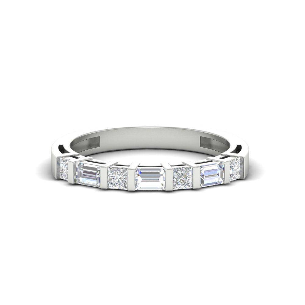 0.85 Ct. Princess and Baguette Bar Set Wedding Band 14K Gold