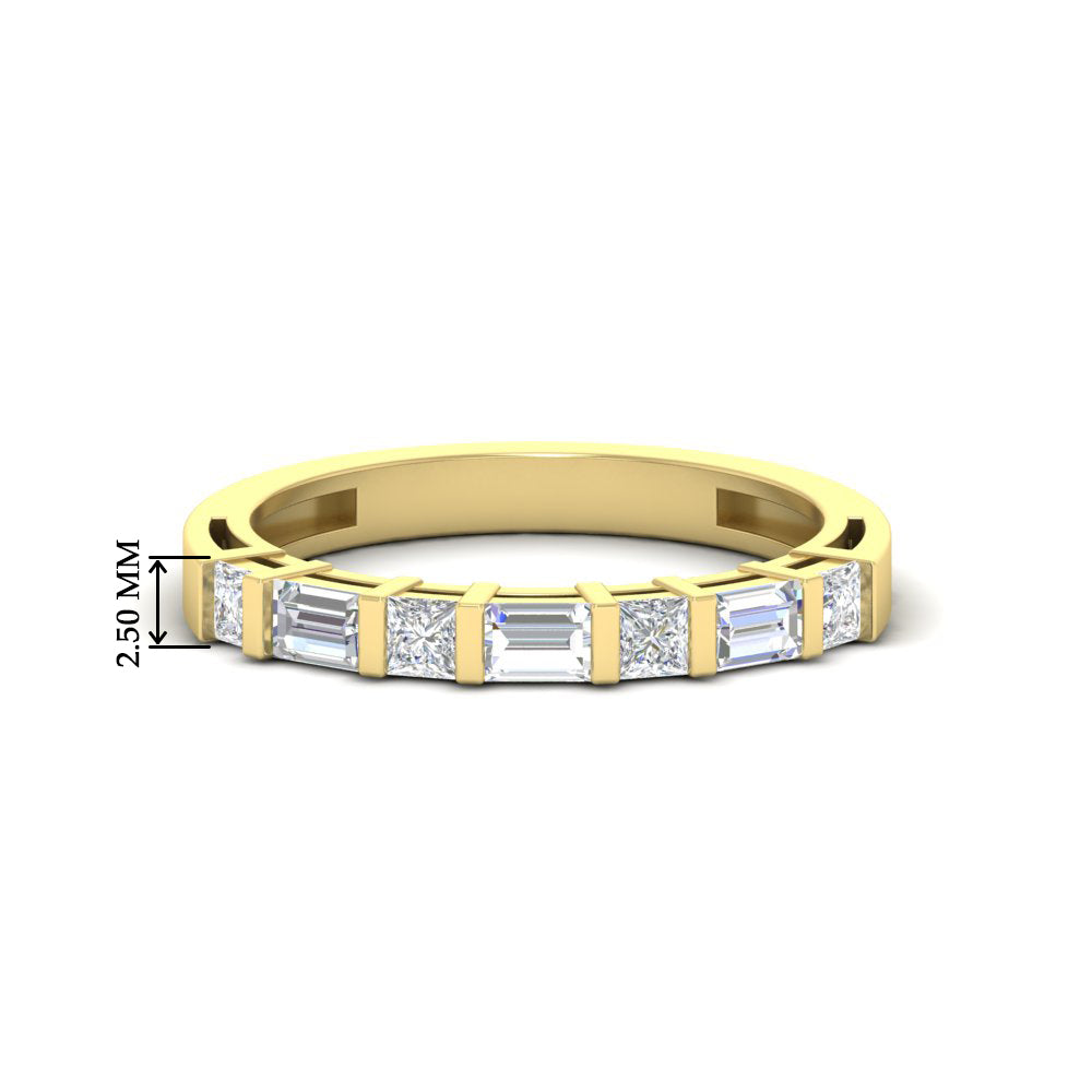 0.85 Ct. Princess and Baguette Bar Set Wedding Band 14K Gold