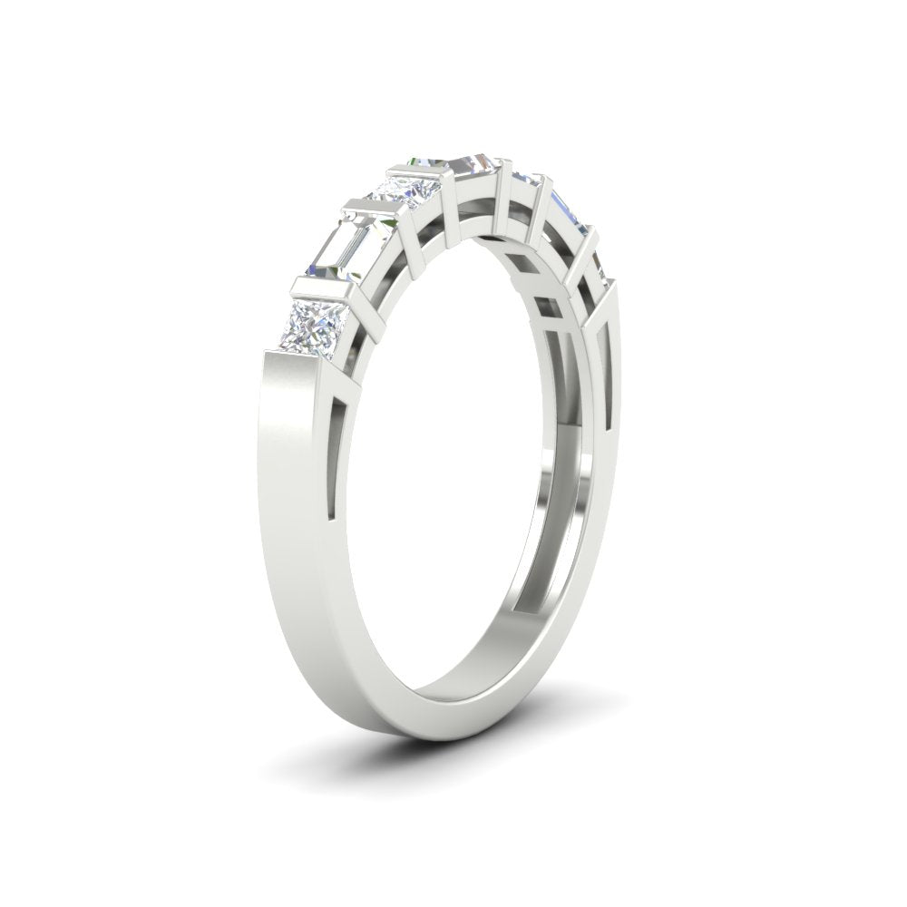 0.85 Ct. Princess and Baguette Bar Set Wedding Band 14K Gold