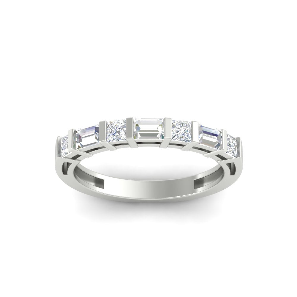 0.85 Ct. Princess and Baguette Bar Set Wedding Band 14K Gold