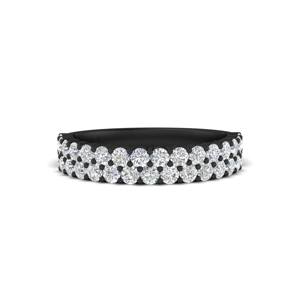 0.93 Ct. Two Row Round Diamond Half Eternity Ring 14K Gold