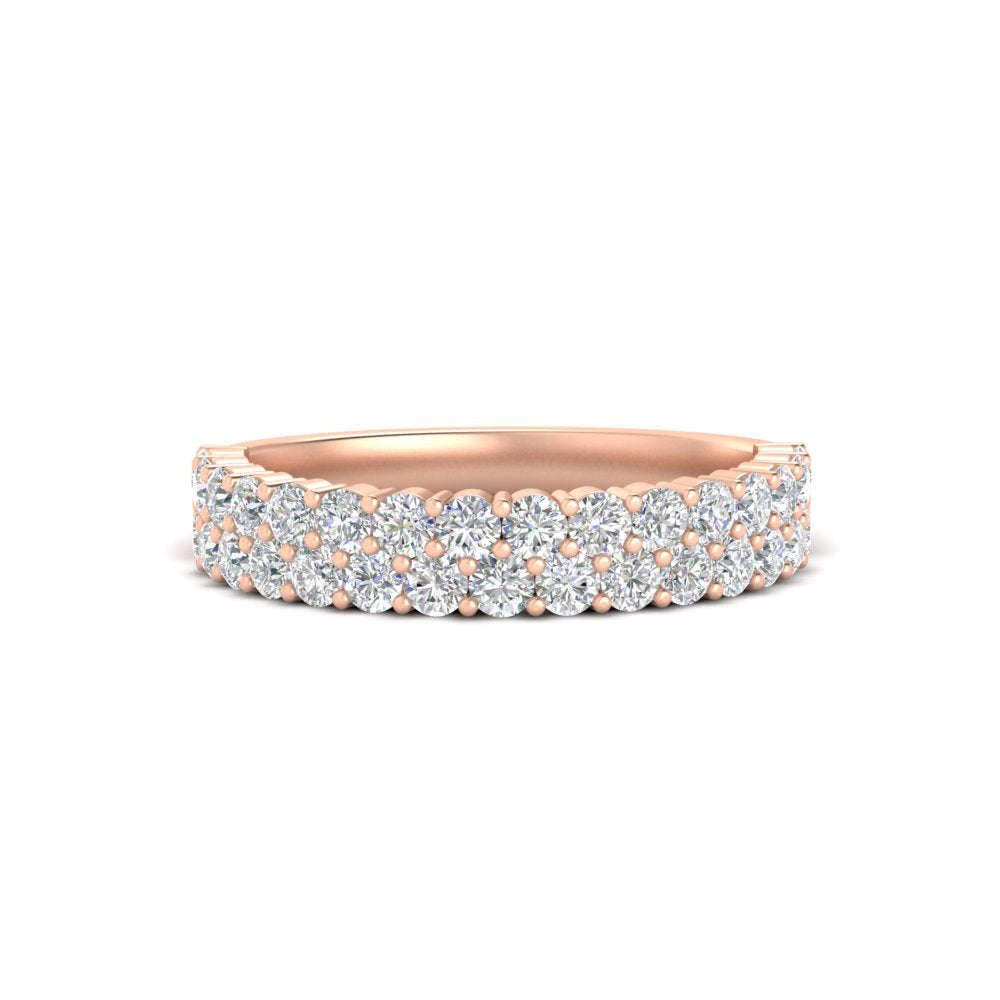 0.93 Ct. Two Row Round Diamond Half Eternity Ring 14K Gold
