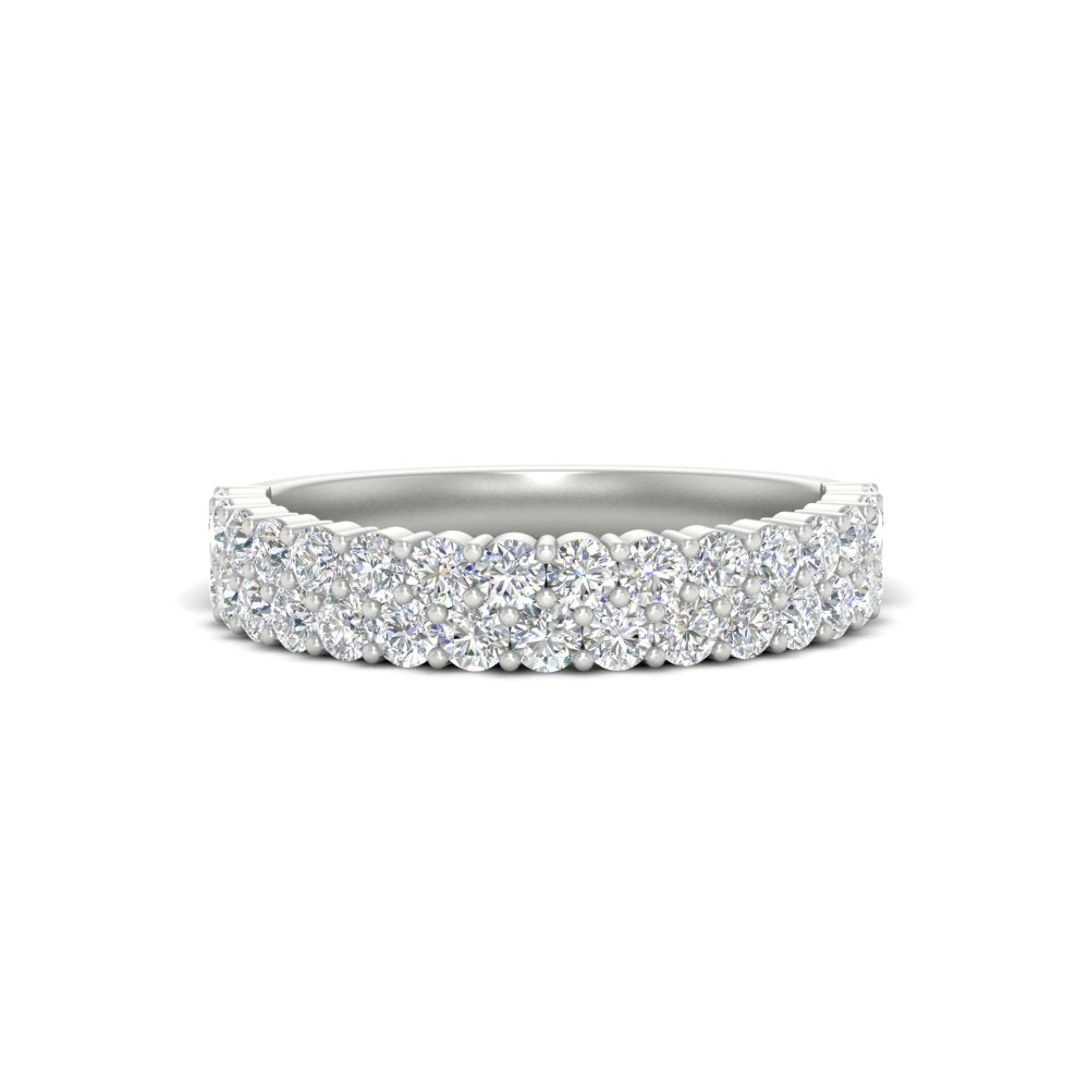 0.93 Ct. Two Row Round Diamond Half Eternity Ring 14K Gold