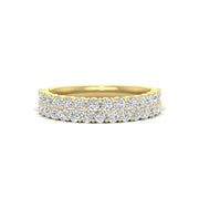 0.93 Ct. Two Row Round Diamond Half Eternity Ring 14K Gold