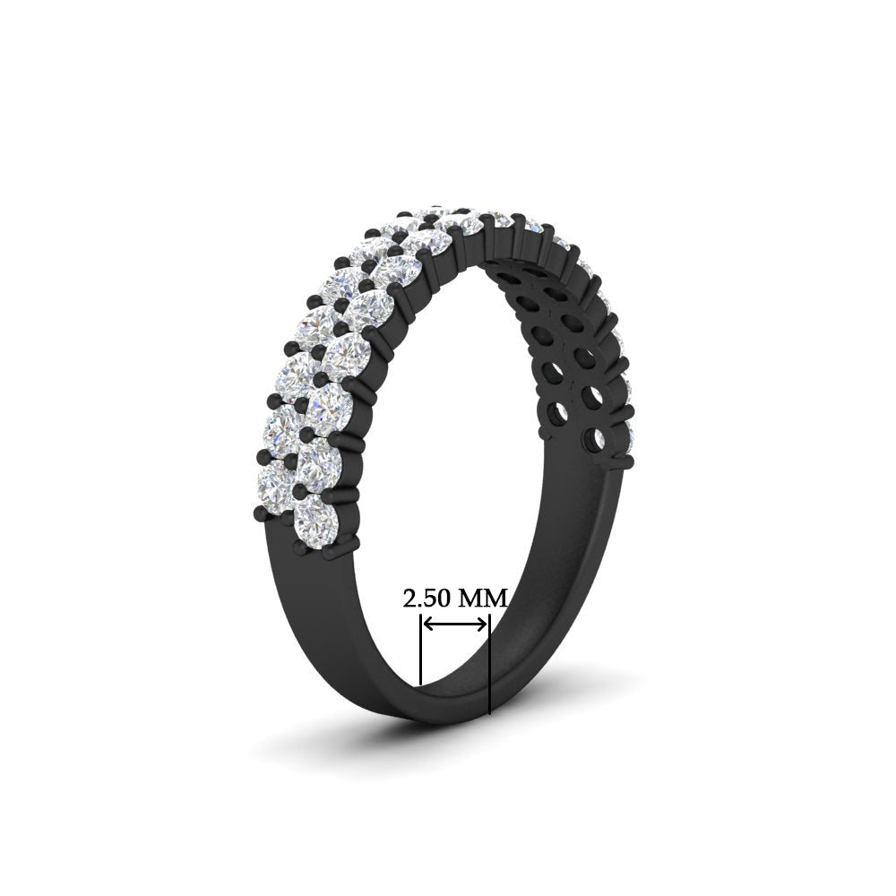 0.93 Ct. Two Row Round Diamond Half Eternity Ring 14K Gold