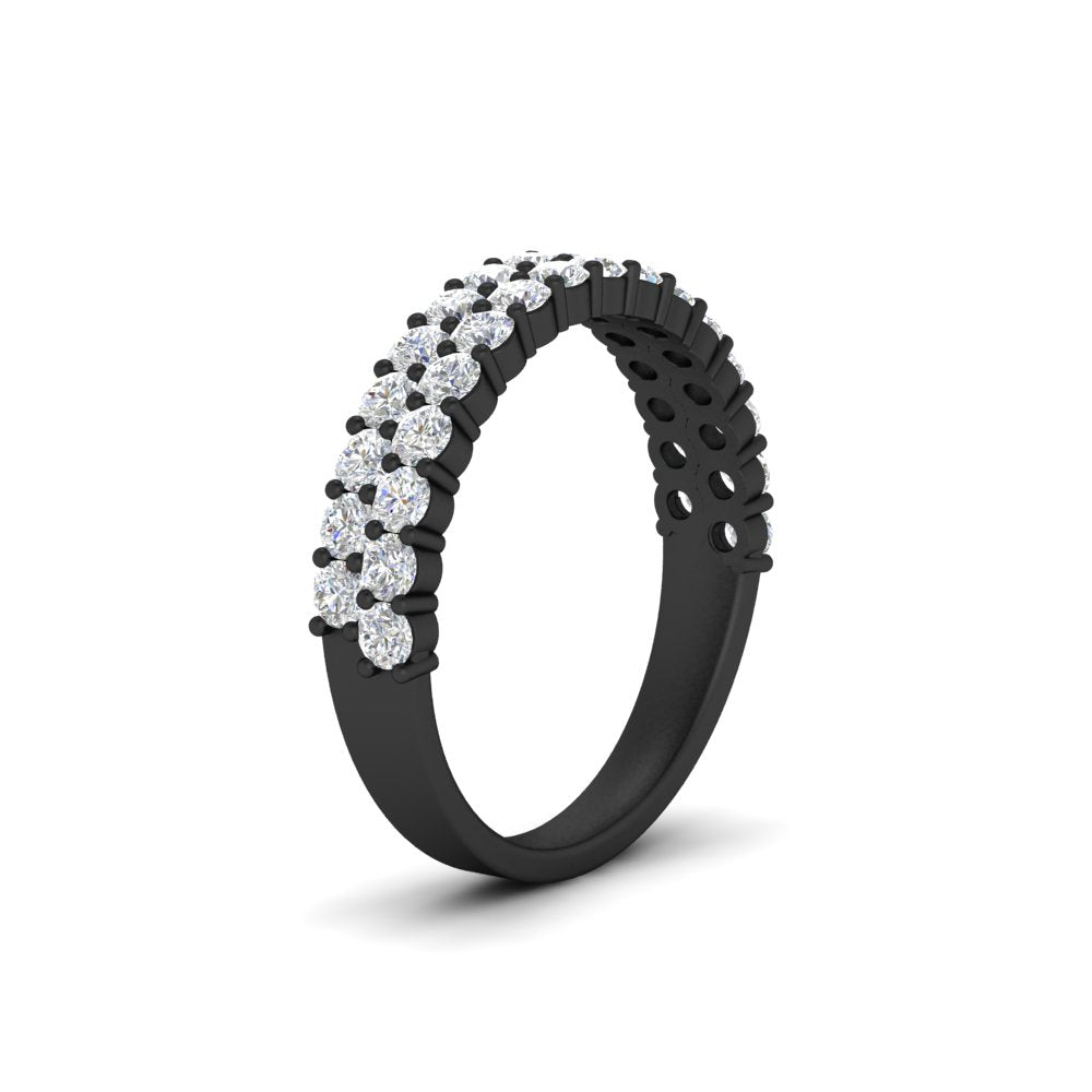 0.93 Ct. Two Row Round Diamond Half Eternity Ring 14K Gold