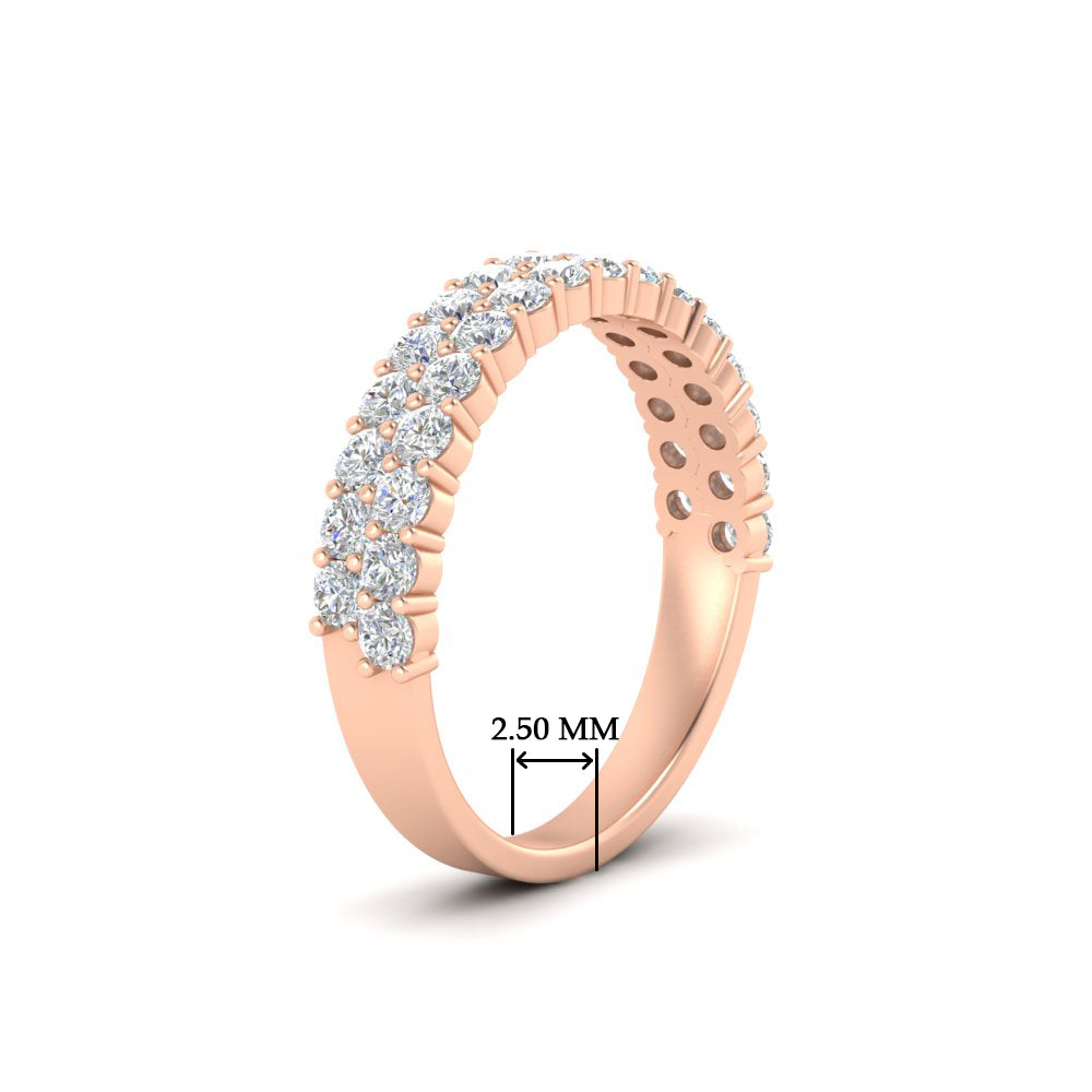 0.93 Ct. Two Row Round Diamond Half Eternity Ring 14K Gold