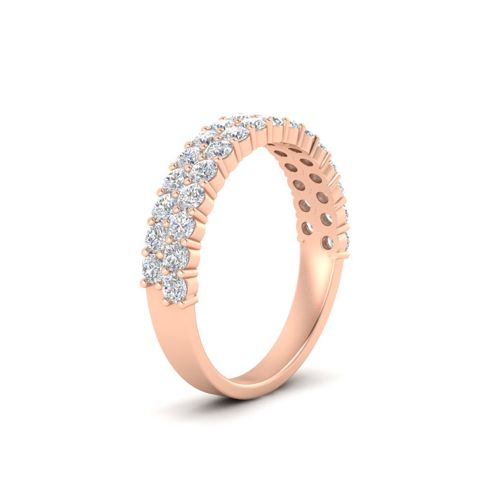 0.93 Ct. Two Row Round Diamond Half Eternity Ring 14K Gold