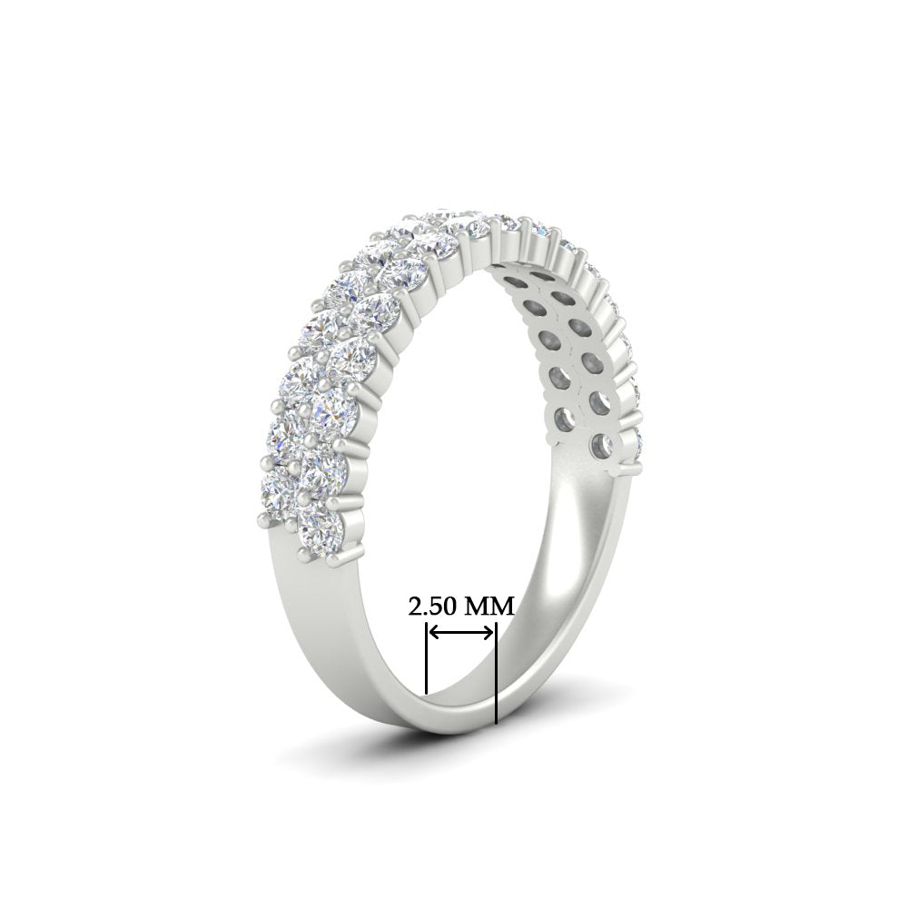 0.93 Ct. Two Row Round Diamond Half Eternity Ring 14K Gold