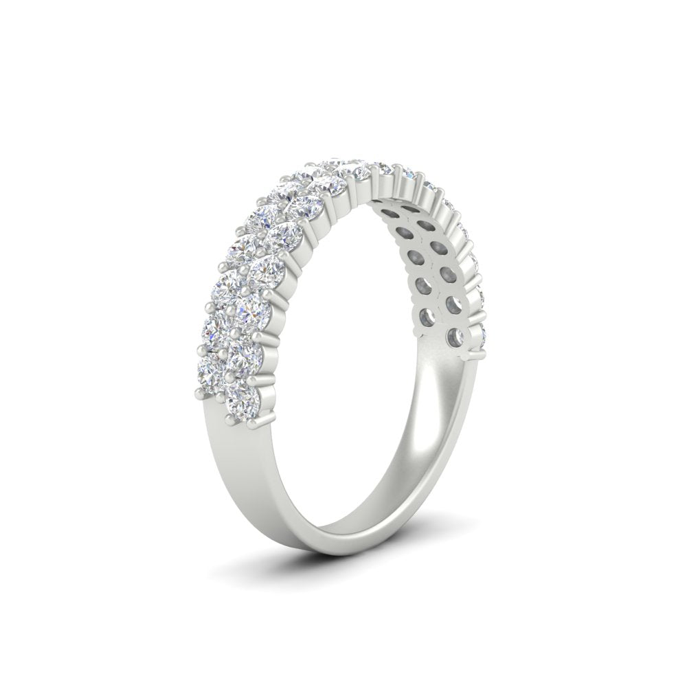0.93 Ct. Two Row Round Diamond Half Eternity Ring 14K Gold