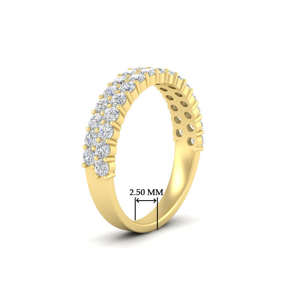 0.93 Ct. Two Row Round Diamond Half Eternity Ring 14K Gold