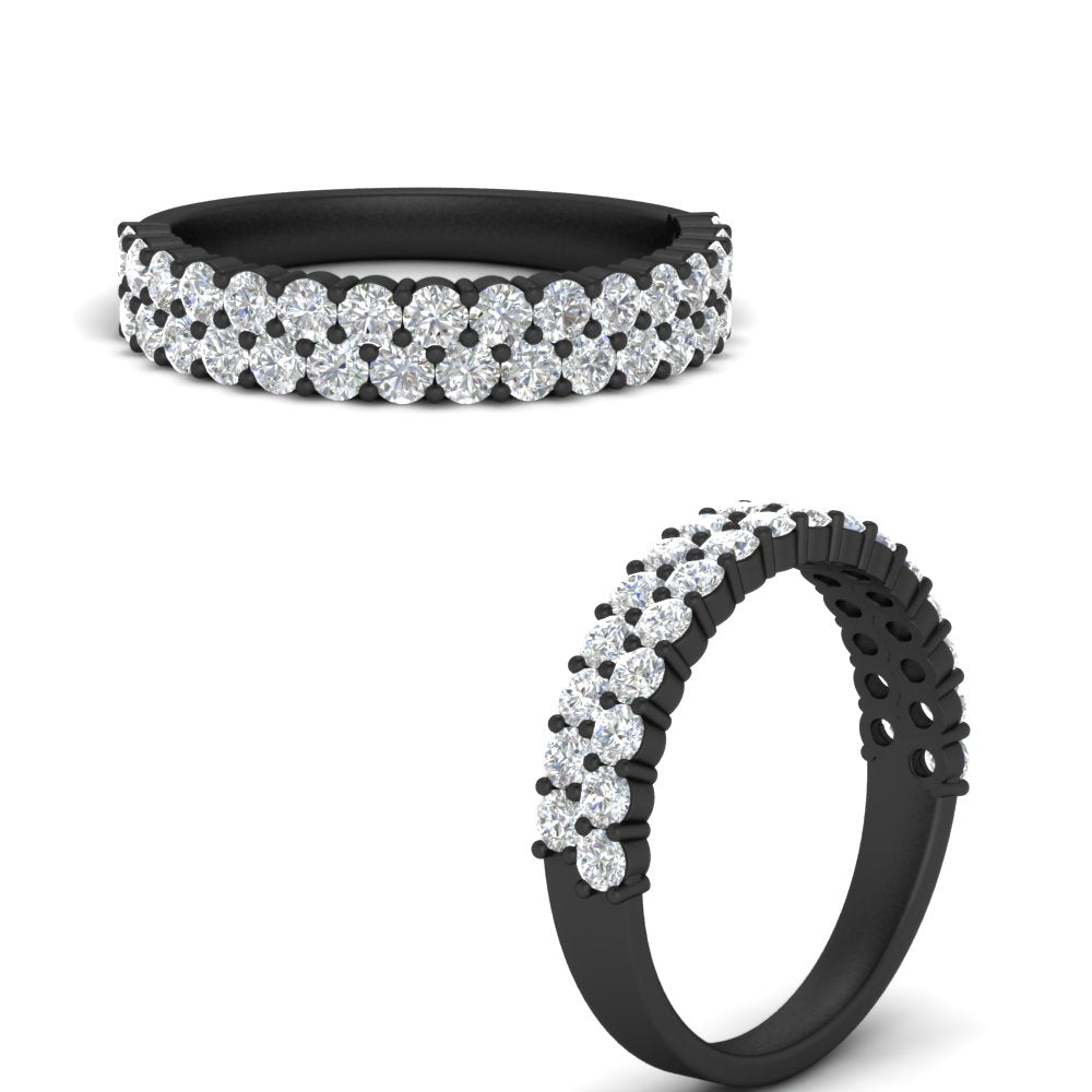 0.93 Ct. Two Row Round Diamond Half Eternity Ring 14K Gold
