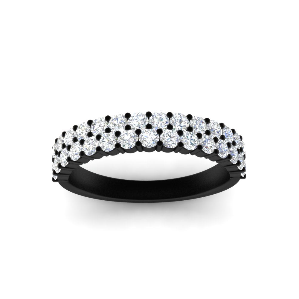 0.93 Ct. Two Row Round Diamond Half Eternity Ring 14K Gold