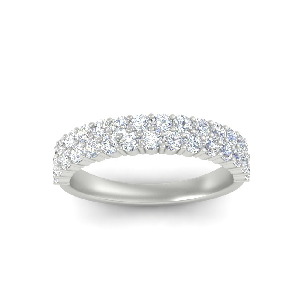 0.93 Ct. Two Row Round Diamond Half Eternity Ring 14K Gold