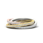 Load image into Gallery viewer, Tri Color Pave 0.90 Ct. Round Diamond Interlocking Eternity Bands 14K Gold
