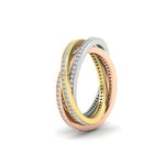 Load image into Gallery viewer, Tri Color Pave 0.90 Ct. Round Diamond Interlocking Eternity Bands 14K Gold

