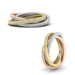 Load image into Gallery viewer, Tri Color Pave 0.90 Ct. Round Diamond Interlocking Eternity Bands 14K Gold

