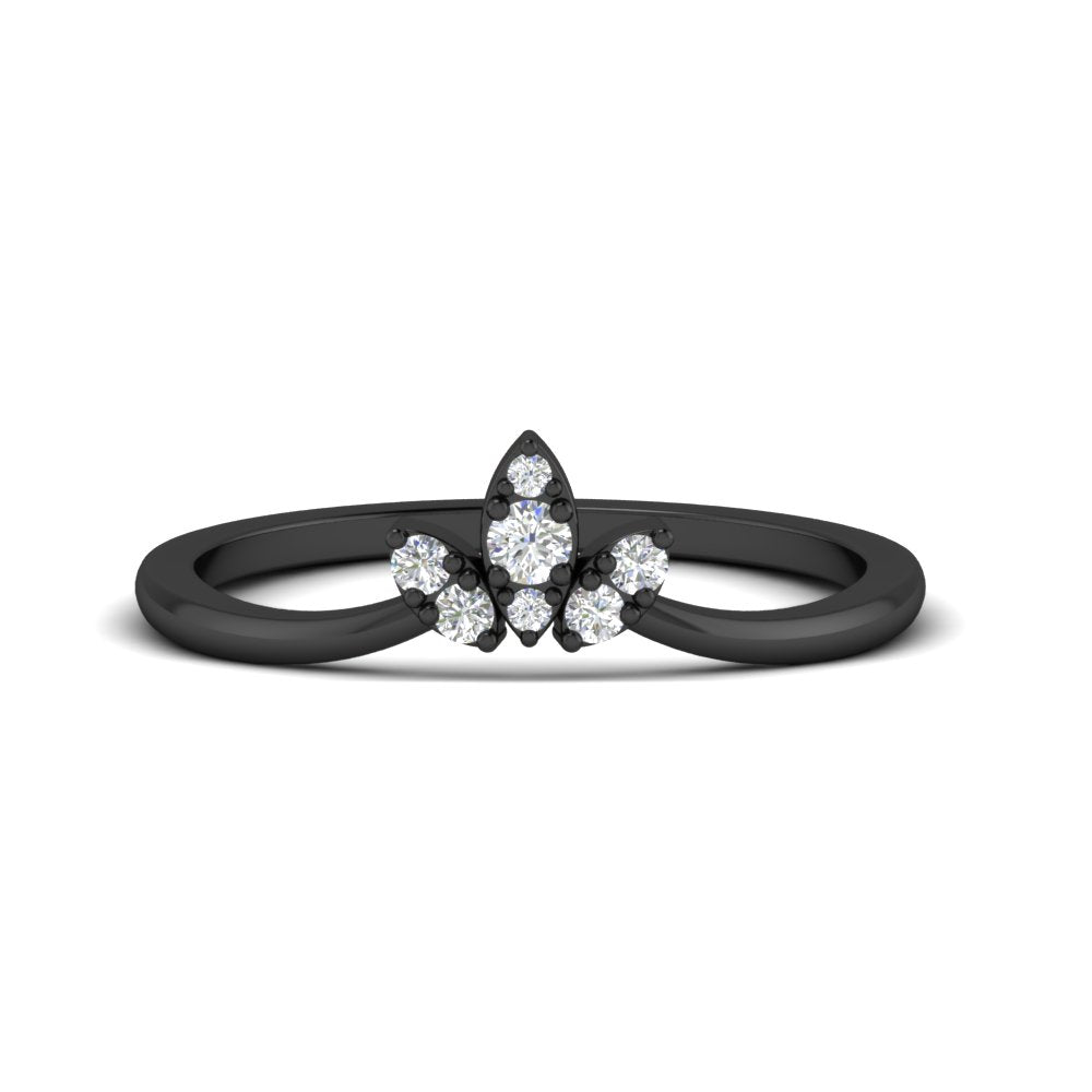 Floral Chevron 0.10 Ct. Round Diamond Anniversary Band 14K Gold