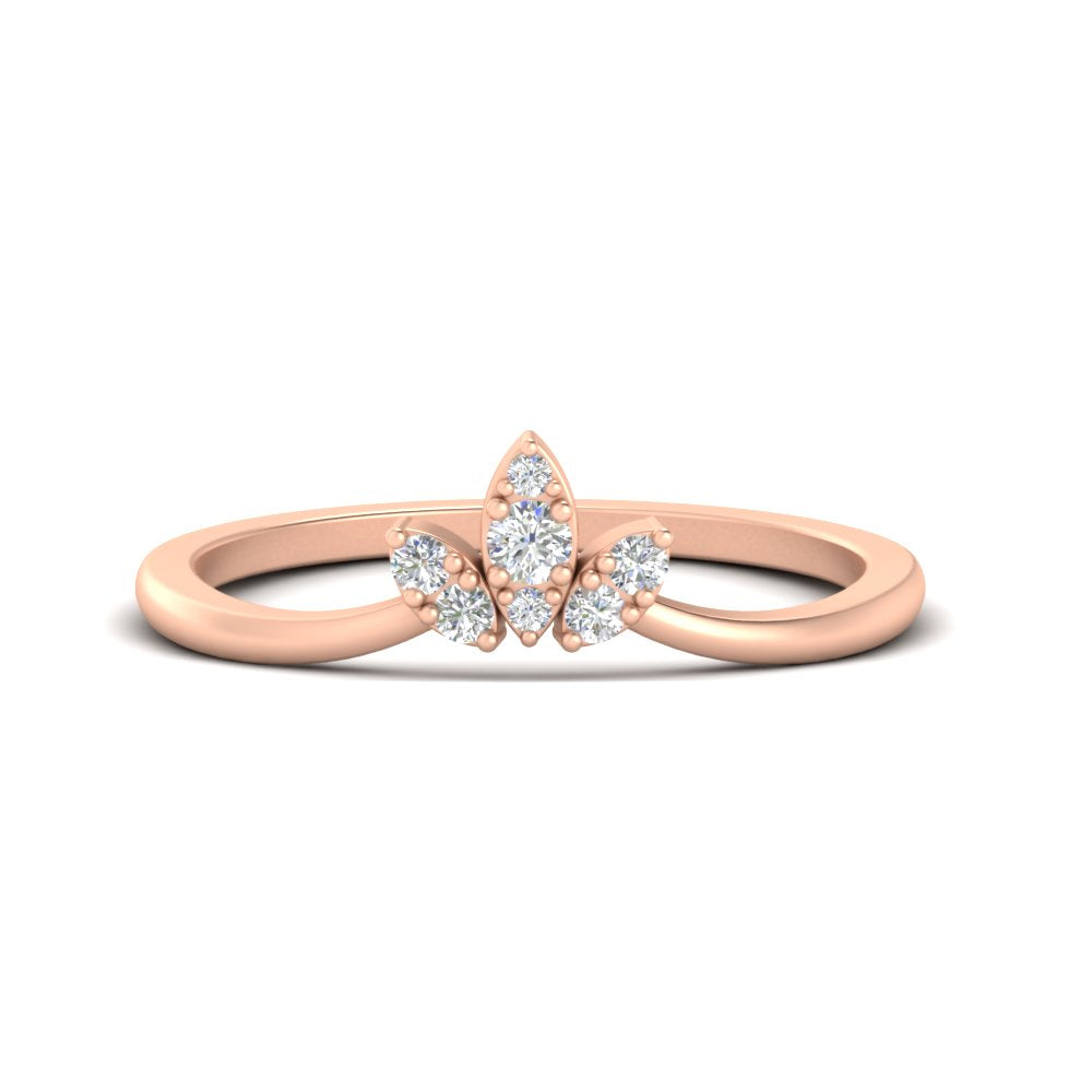Floral Chevron 0.10 Ct. Round Diamond Anniversary Band 14K Gold