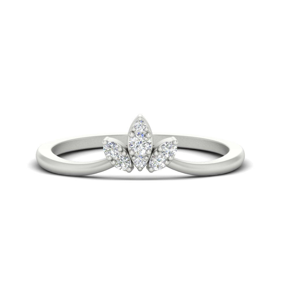 Floral Chevron 0.10 Ct. Round Diamond Anniversary Band 14K Gold