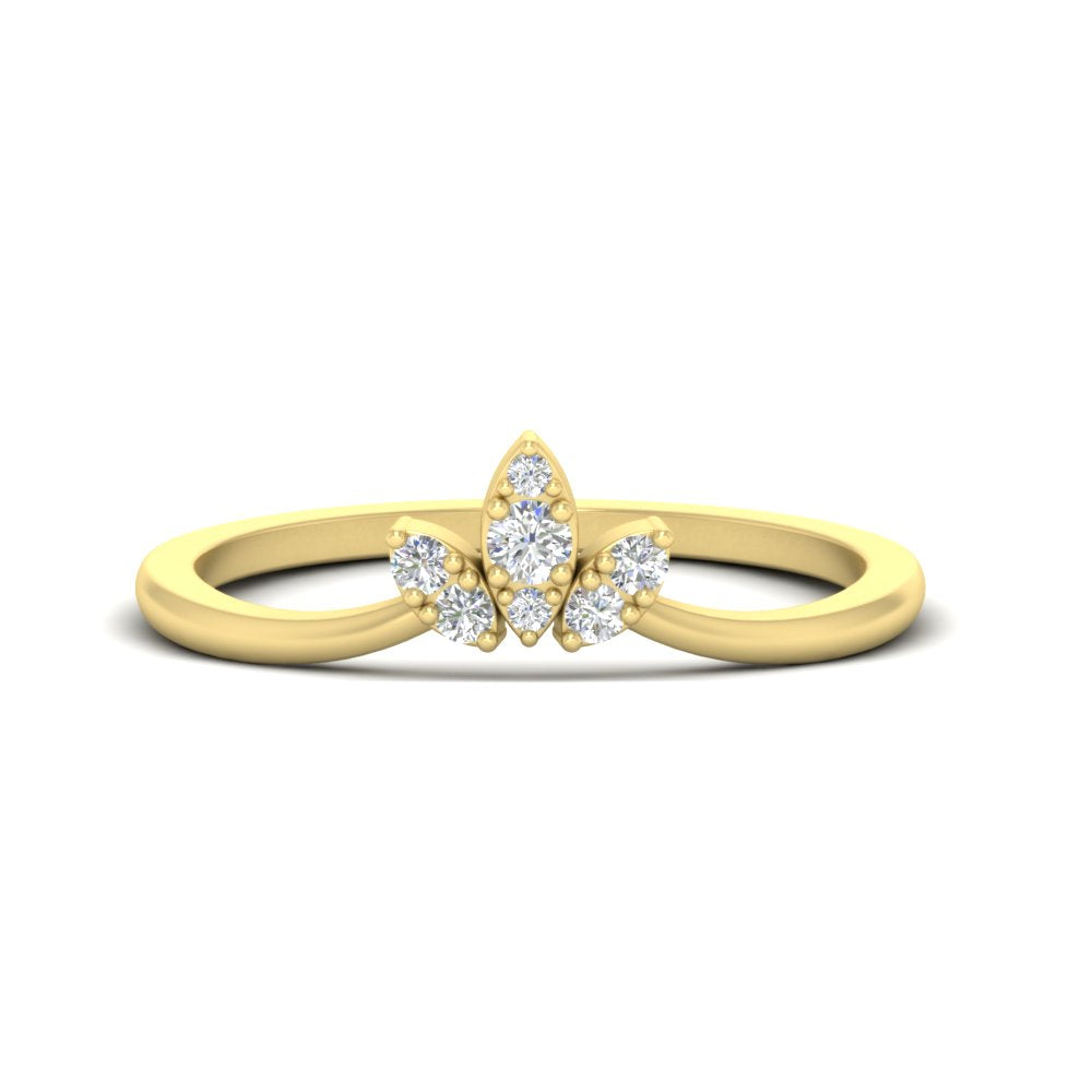 Floral Chevron 0.10 Ct. Round Diamond Anniversary Band 14K Gold