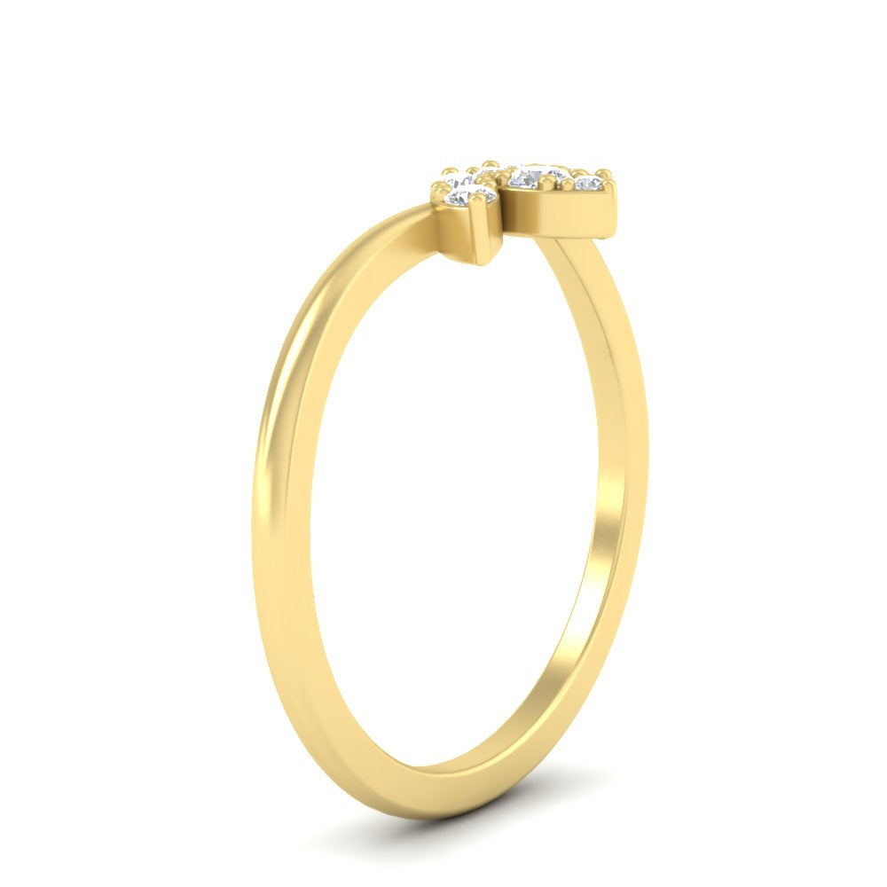 Floral Chevron 0.10 Ct. Round Diamond Anniversary Band 14K Gold