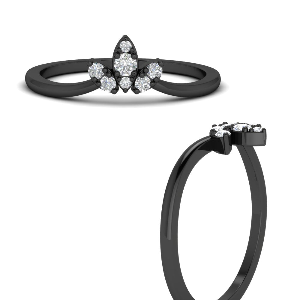Floral Chevron 0.10 Ct. Round Diamond Anniversary Band 14K Gold
