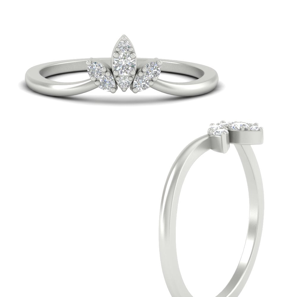 Floral Chevron 0.10 Ct. Round Diamond Anniversary Band 14K Gold