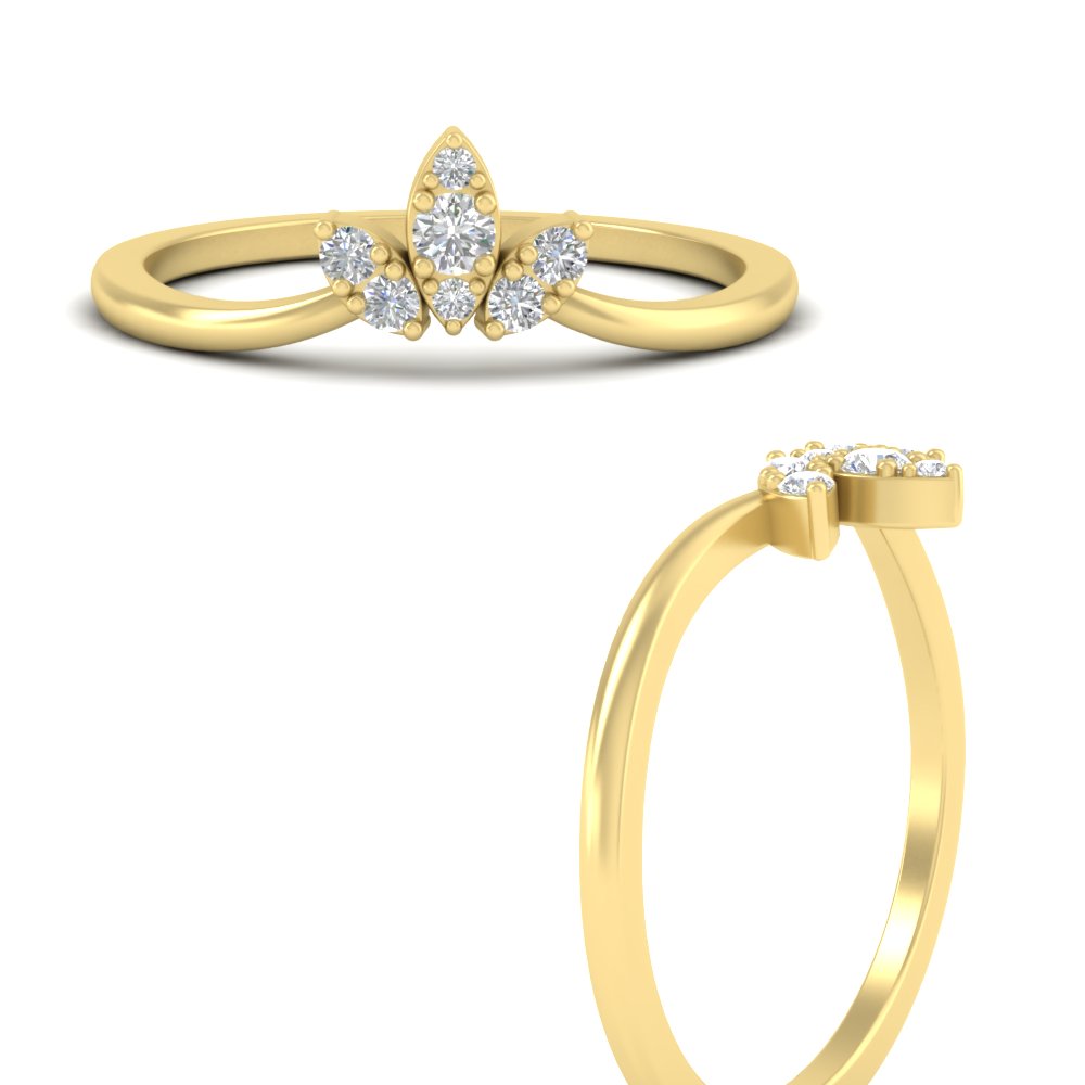 Floral Chevron 0.10 Ct. Round Diamond Anniversary Band 14K Gold