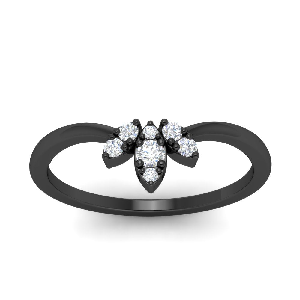 Floral Chevron 0.10 Ct. Round Diamond Anniversary Band 14K Gold