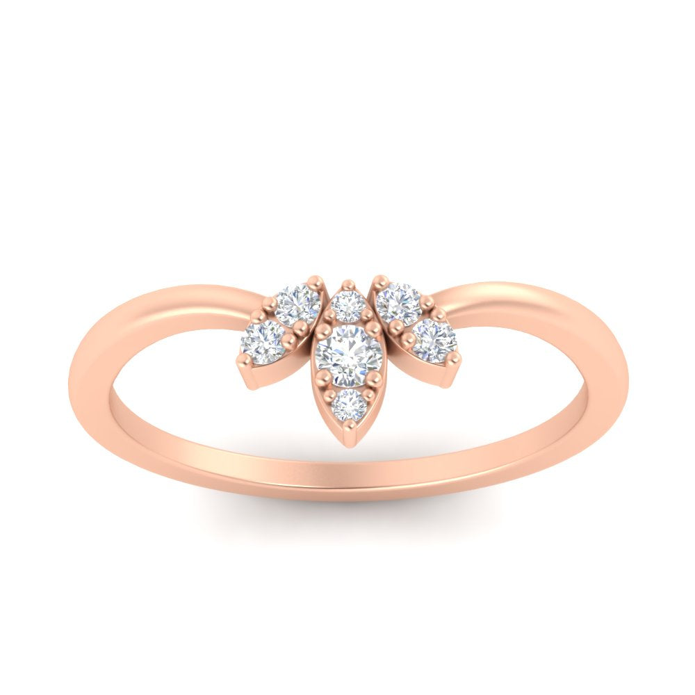Floral Chevron 0.10 Ct. Round Diamond Anniversary Band 14K Gold