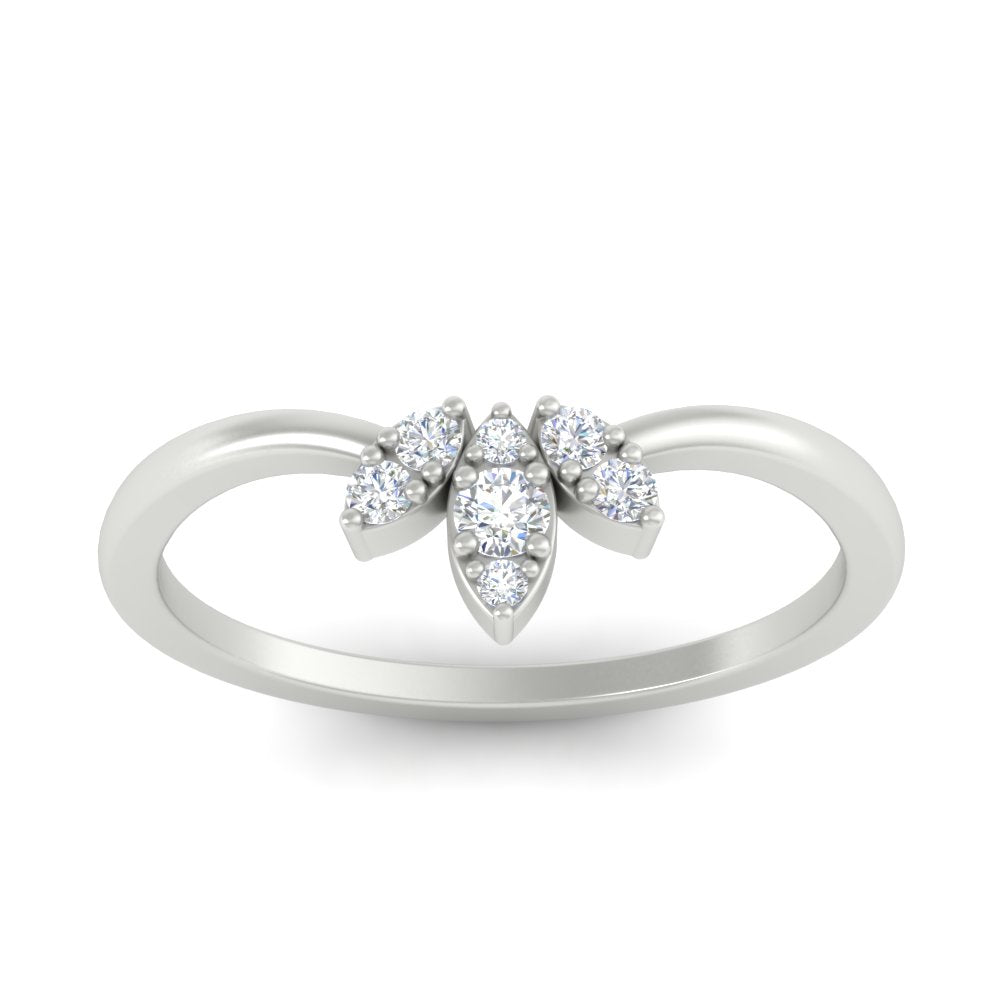 Floral Chevron 0.10 Ct. Round Diamond Anniversary Band 14K Gold