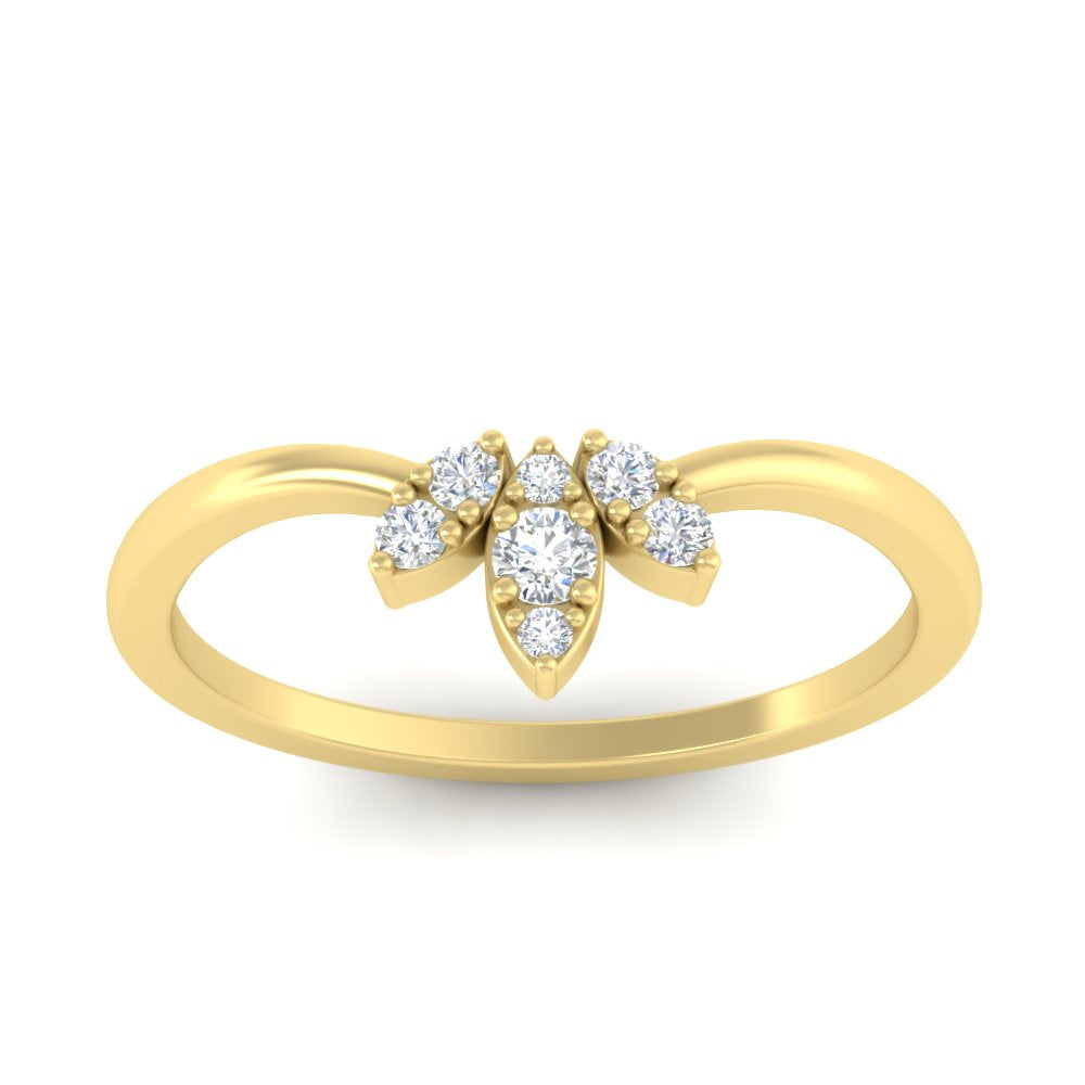 Floral Chevron 0.10 Ct. Round Diamond Anniversary Band 14K Gold