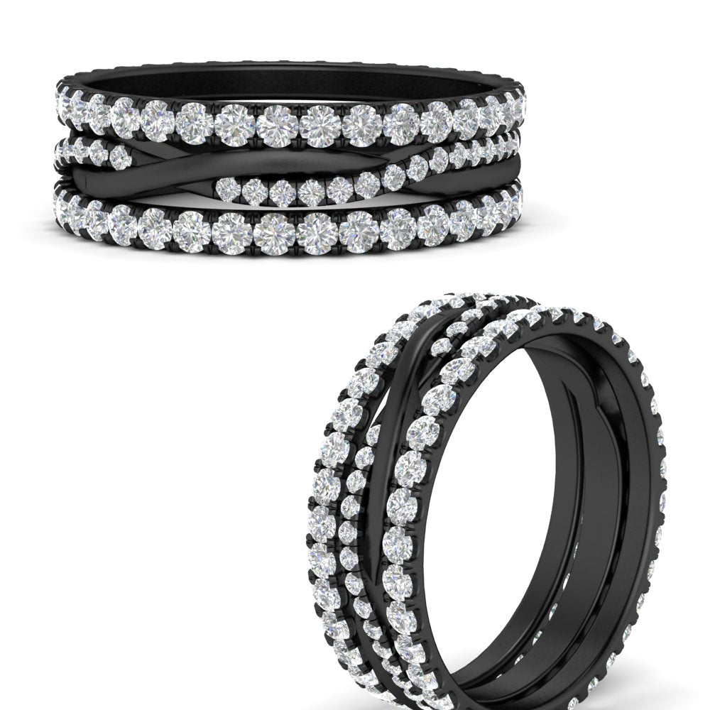 1.25 Ct. Round Diamond Triple Stack Eternity Ring 14K Gold