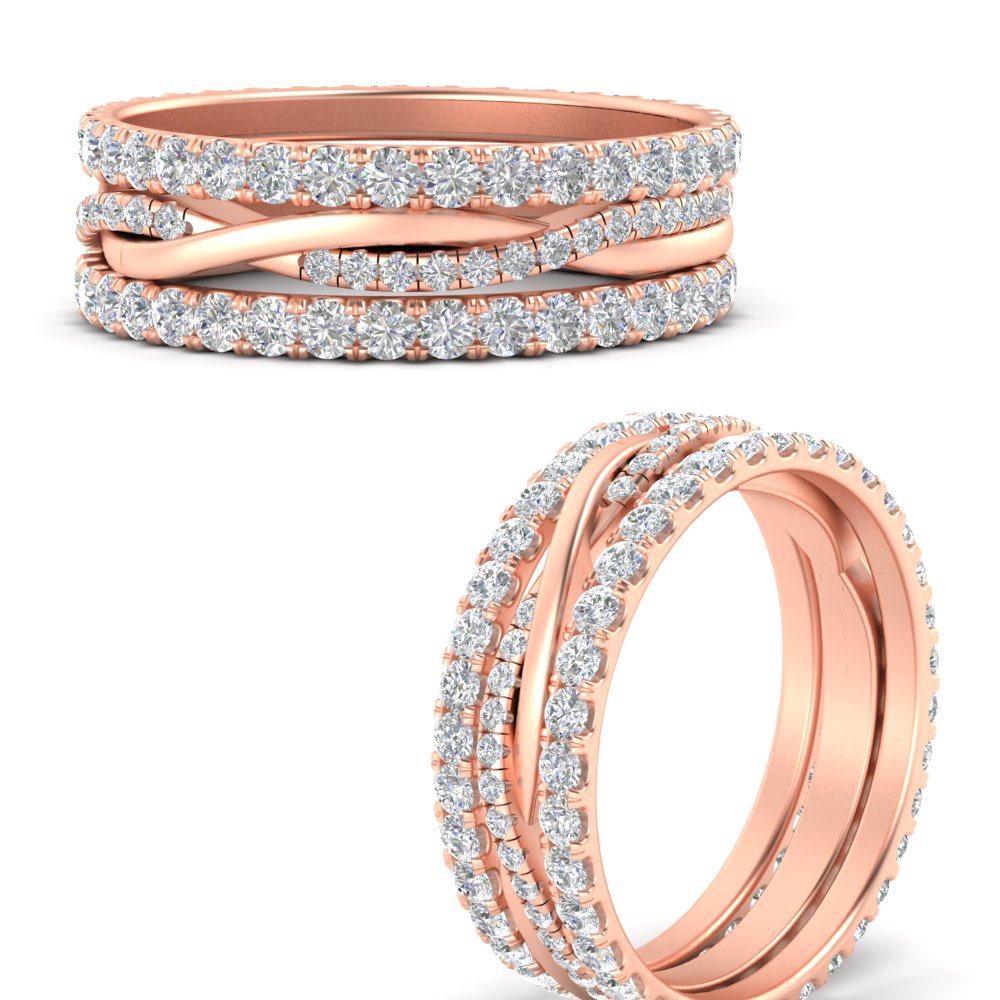 1.25 Ct. Round Diamond Triple Stack Eternity Ring 14K Gold