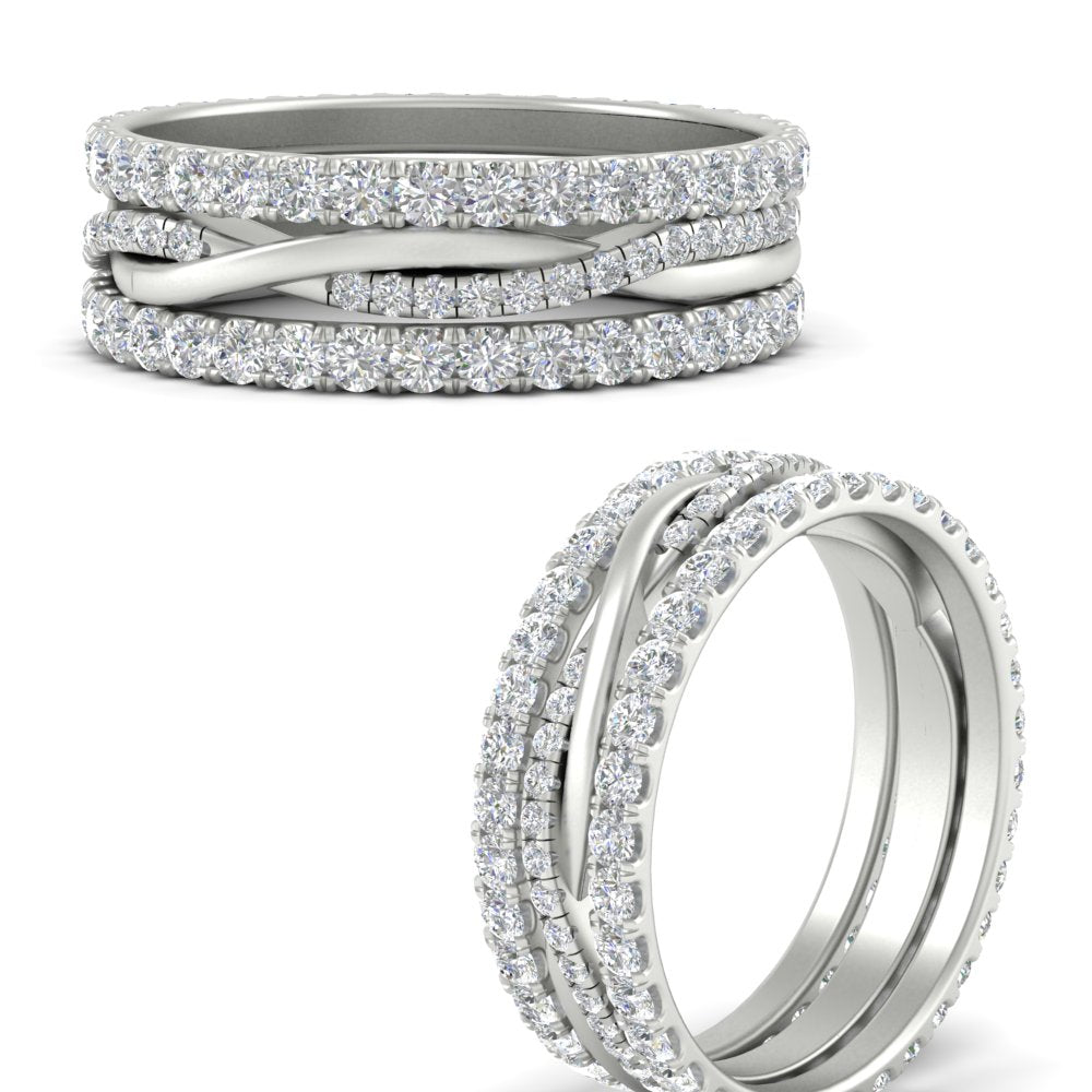 1.25 Ct. Round Diamond Triple Stack Eternity Ring 14K Gold
