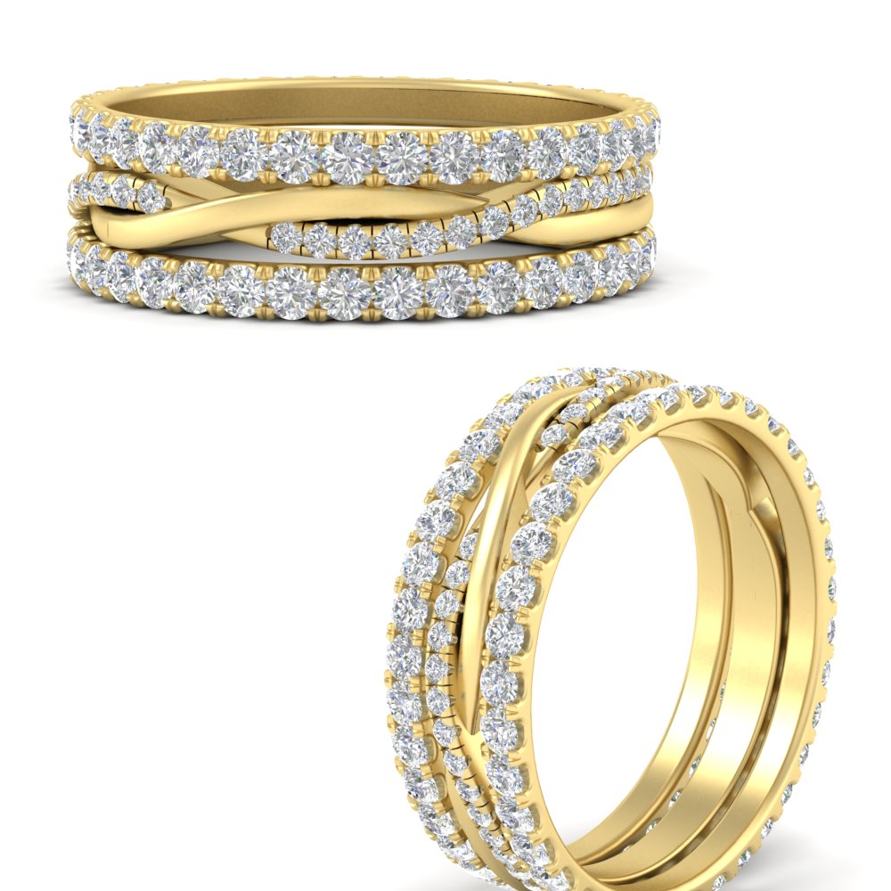 1.25 Ct. Round Diamond Triple Stack Eternity Ring 14K Gold