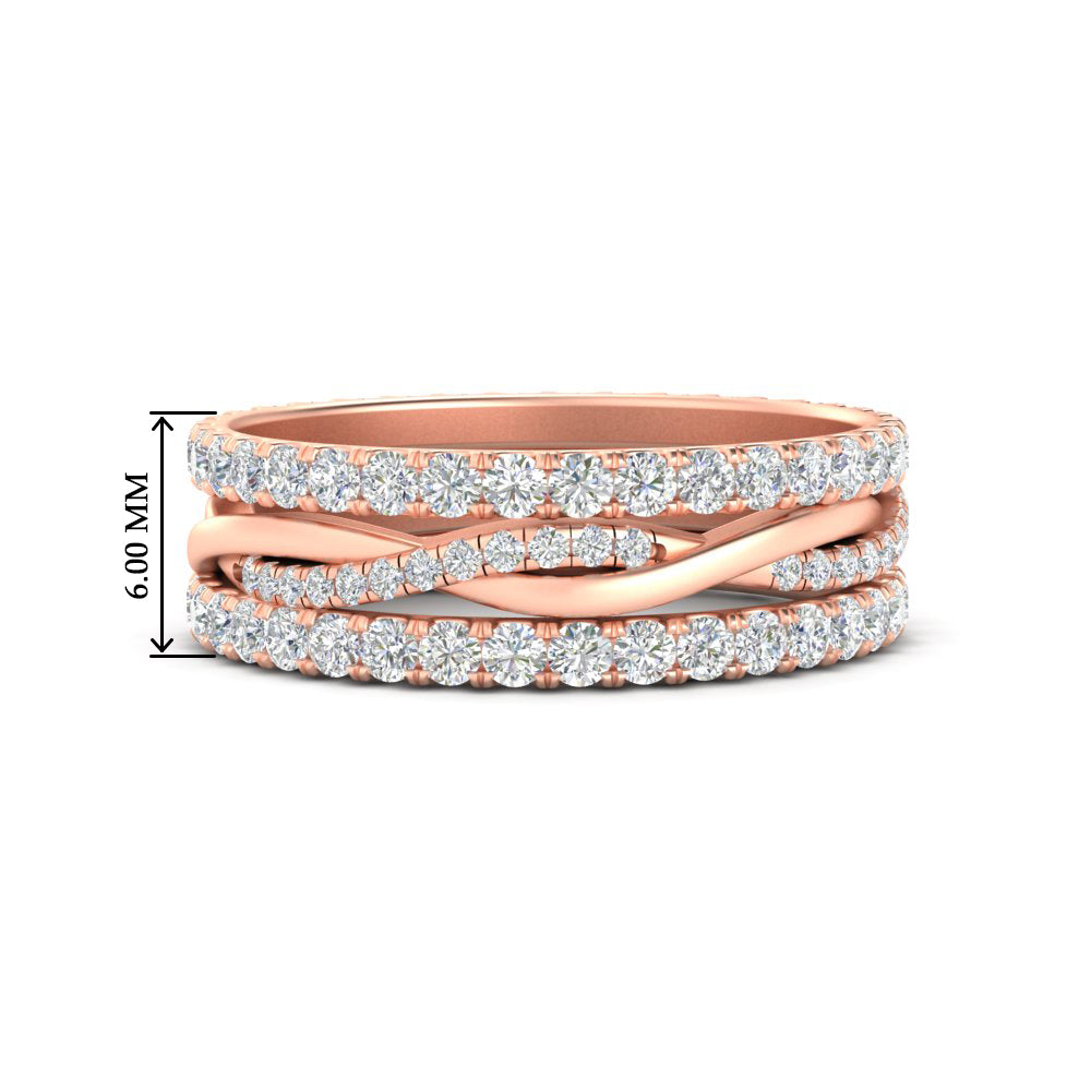 1.25 Ct. Round Diamond Triple Stack Eternity Ring 14K Gold