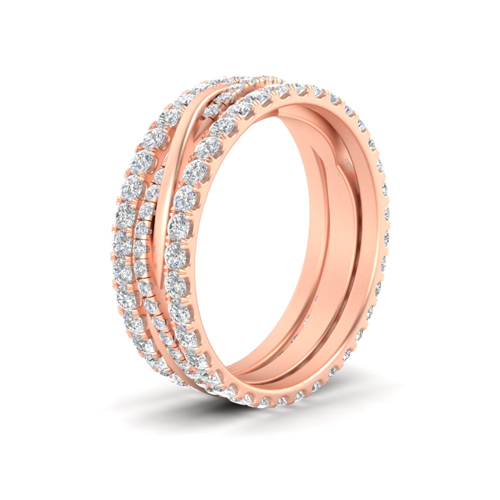 1.25 Ct. Round Diamond Triple Stack Eternity Ring 14K Gold