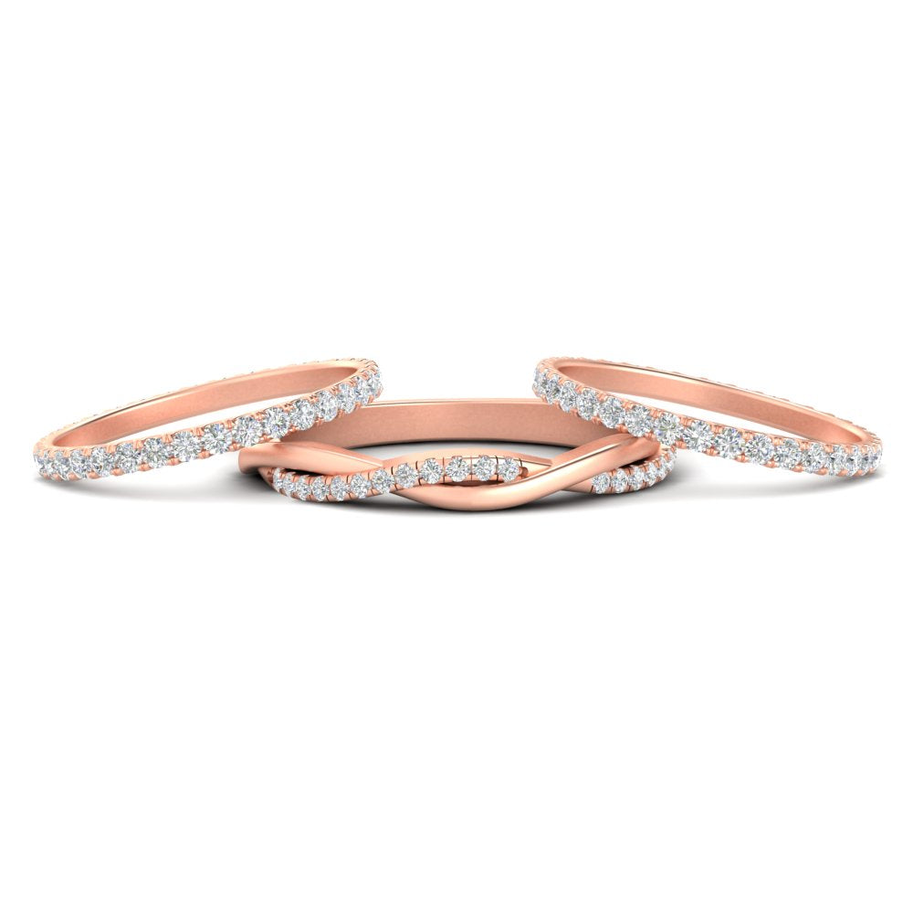 1.25 Ct. Round Diamond Triple Stack Eternity Ring 14K Gold