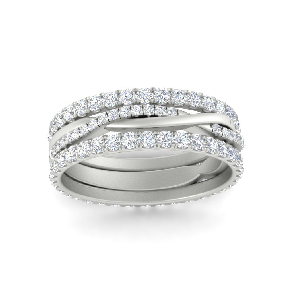 1.25 Ct. Round Diamond Triple Stack Eternity Ring 14K Gold
