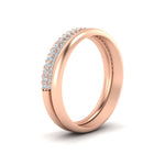 Load image into Gallery viewer, 3 Row 0.53 Ct Diamond Wedding Ring with Plain Band 14K Gold
