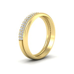Load image into Gallery viewer, 3 Row 0.53 Ct Diamond Wedding Ring with Plain Band 14K Gold
